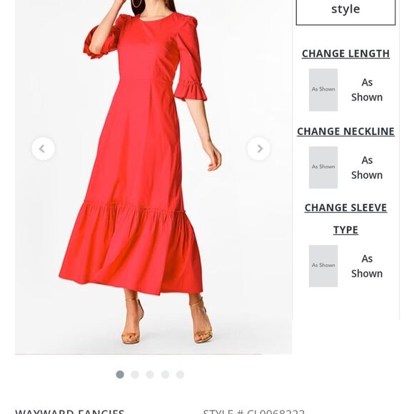 eShakti Wayward Fancie Ruffle Flounce Hem Poplin Dress Watermelon Size 3X - 24W - Picture 2 of 16